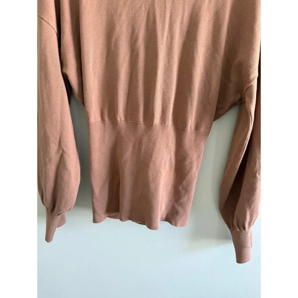 Nordstrom Open Edit | Brown Preppy Long Sleeve Tie Back Sweater Casual Knit